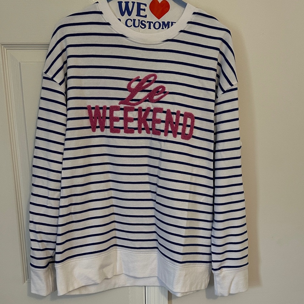 Shiraleah Navy and White Striped Sweatshirt—like new worn once!